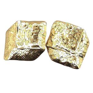 Gold-Tone Textured Geometric Stud Earrings